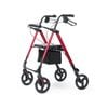 EQUIPMED 4 Wheel Lightweight Rollator Walker, Aluminium Frame, Seat, Carry Bag, for Seniors, Red