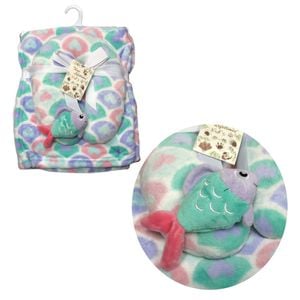 Bloomington Baby Animal Coral Fleece Blanket + Pillow Fish 75 x 100 cm