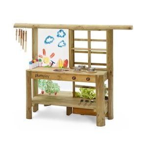 Plum Play Au Mud Pie Kitchen Outdoor Wooden For Kids Playset Ages 3y+ - Natural