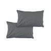 Bloomington Pair of Solid Colour Microfiber Standard Pillowcases 48x73cmx15cm (Flap) Charcoal