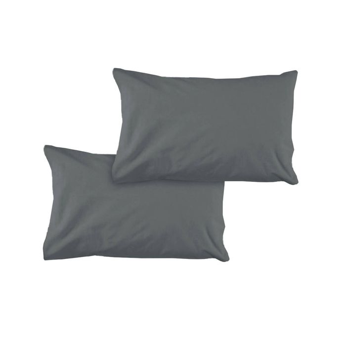 Bloomington Pair of Solid Colour Microfiber Standard Pillowcases 48x73cmx15cm (Flap) Charcoal