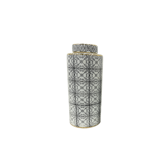 Elegant Collections Large White Maison Ceramic Storage Canister