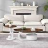 Homfurn Coffee Table Set Of 2, Modern Oval Coffee Table With Drawer & Open Shelf, Round Side Table With Geometric Base