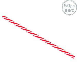 American Diner Style Red & White Striped Reusable Drinking Straws - Pack of 50