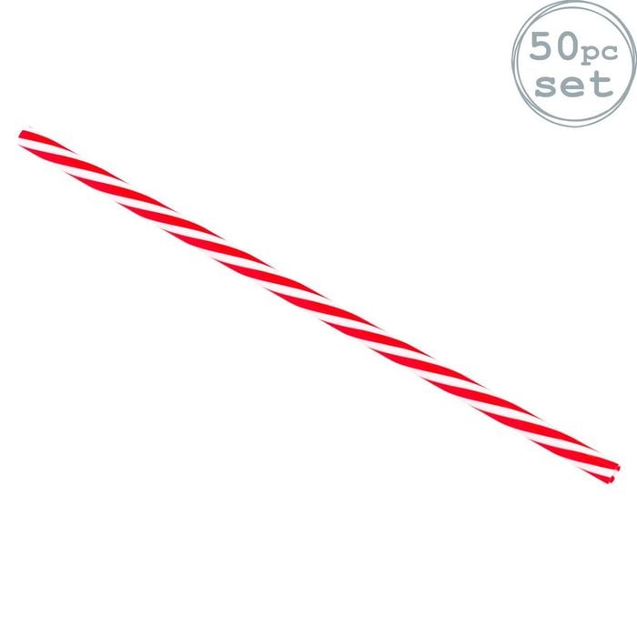 American Diner Style Red & White Striped Reusable Drinking Straws - Pack of 50