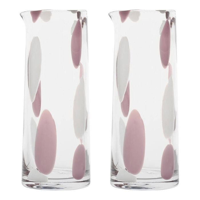 2PK Ecology Camille Soda Lime Glass Carafe Drink Decanter Jug 1.3L Blush