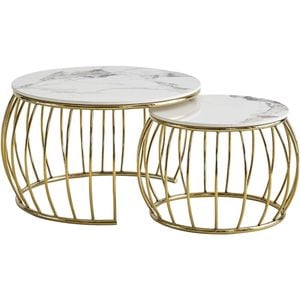 Glen Coffee Table Set - Marble White and Gold