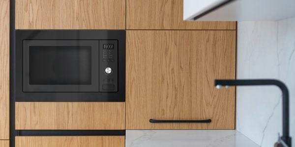 Esatto brand built in microwave in shot