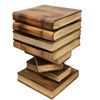 Artisan Timber Book Stack Side Table with Storage | Hardwood Bedside Table Natural Burned