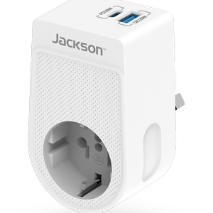 Jackson White Inbound Rapid Charge USB-C And USB-A Travel Adaptor - USA And EU