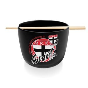 Afl Noodle Bowl With Chopsticks - St Kilda Saints - Ceramic - 490ml Capacity