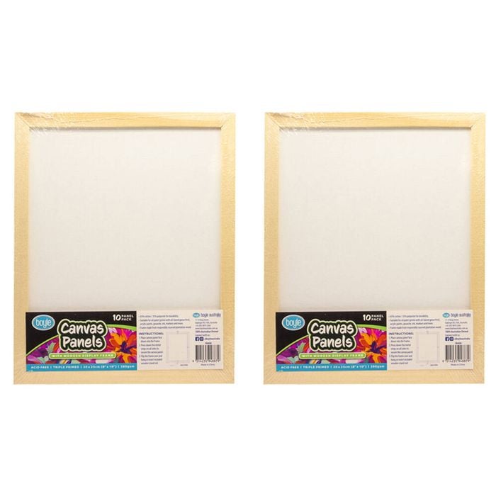 2pk 10pk Boyle Blank Canvas Panels W/1x Display Frame For Painting 20x25cm