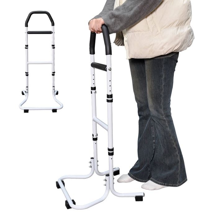 Mobility Standing Aid Aluminium Alloy Handrail Adjustable Height with Non-Slip Base