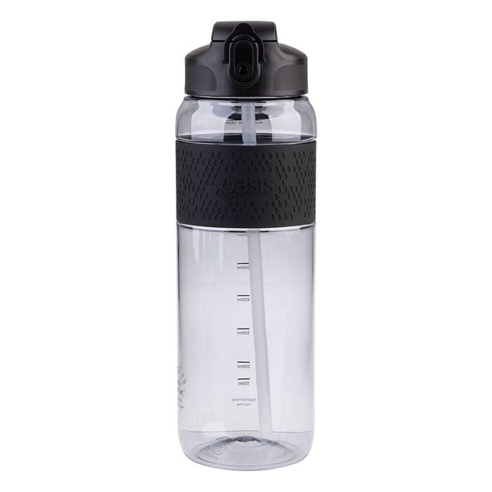 Oasis Tritan Sports Water Drinking Bottle w/ Sipper Straw 1L Carbon Black