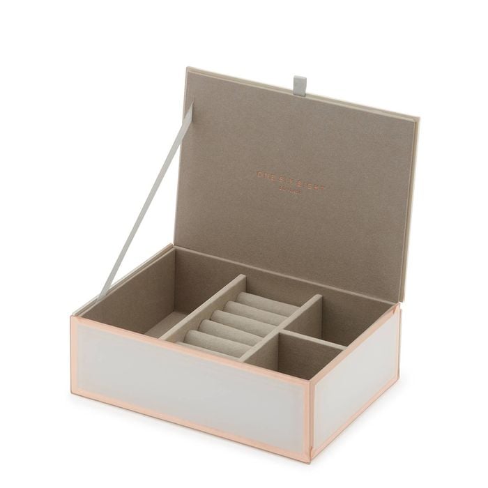 One Six Eight London Sara White / Rose Gold Medium Jewellery Box