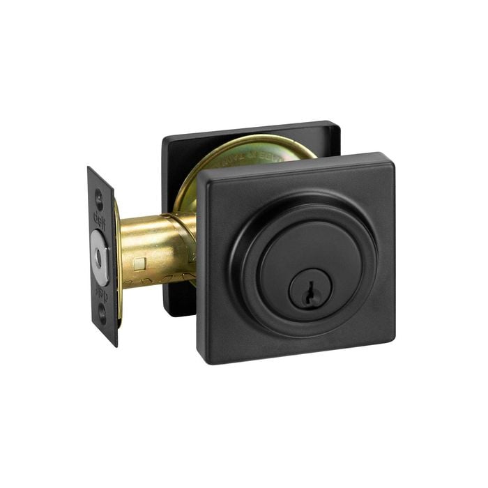 Delf Matte Black Low Profile Square Single Cylinder Deadbolt