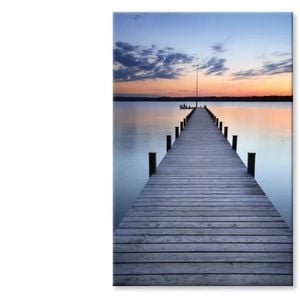 Wooden Pier On Lake & Sunset Sky  Print 100% Australian Made 100 x 150cm  (Stretched)