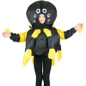 Inflatable Black And Yellow Kids Spider Costume - One Size