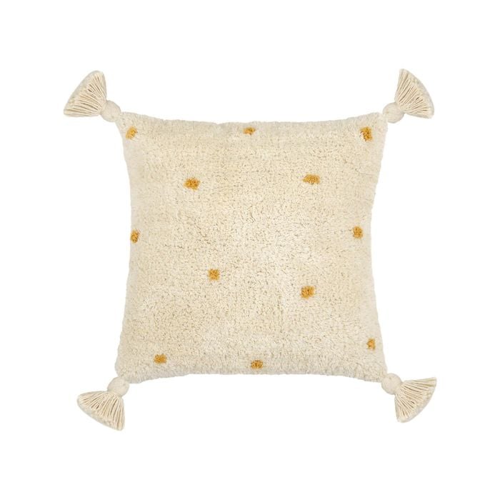Yarra Textiles  Tufted Cushion Cover |Modern Decorative Golden dots pattern  |45cm x 45cm , Ivory