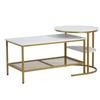 Oikiture Nesting Coffee Table Set of 2 Side End Table Detachable Faux Marble Top