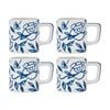 4pk La Cafetiere Blu Fiorato Floral Pattern Ceramic Espresso Cup Mug White 120ml