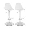 Costway 2x Bar Stool Faux Leather Upholstered 60-82cm Swivel-White