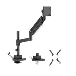 Brateck Heavy-duty Pole Spring Monitor Arm W/ Usb-a/c - Matte Black