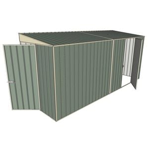 Build-a-Shed 1.5 x 4.5 x 2m Single Hinged Skillion Shed with Hinged Side Door - Green