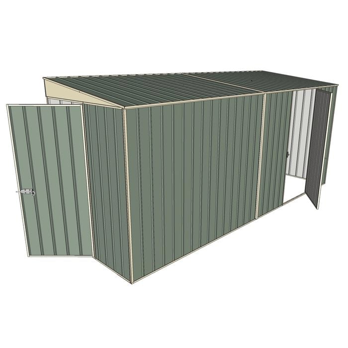 Build-a-Shed 1.5 x 4.5 x 2m Single Hinged Skillion Shed with Hinged Side Door - Green