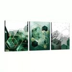 3 Set of Geometric Art Green Copper Shapes Print 100% Australian Made 3 x 40x60cm  (Stretched)