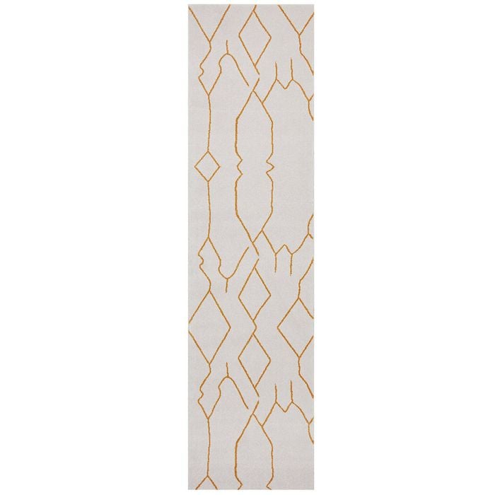 The Rug Connection Harley Ivy Gold Runner Off White 500x80cm - Extra Large Runner Pet Friendly Indoor Rug