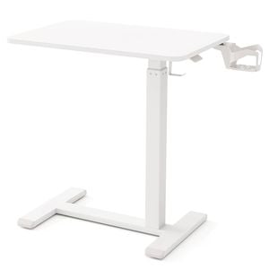 Costway Mobile Standing Desk Overbed Laptop Table White