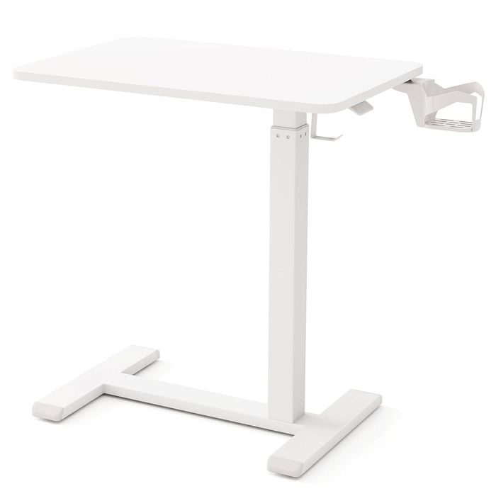 Costway Mobile Standing Desk Overbed Laptop Table White