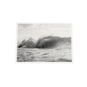 Galrie Stunning Black and White Surfing Photography - Surfing Big Break Art Print, White Frame, A1 60 x 84cm (23 x 33inch)