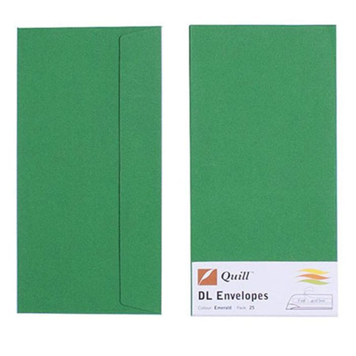 Quill Envelope 25pk 80gsm (DL) (Emerald)