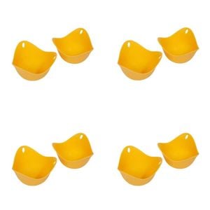 4x 2pc Cuisena Silicone Egg Poacher Heat-Resistant Mould Set 10x10cm Yellow