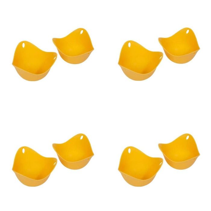 4x 2pc Cuisena Silicone Egg Poacher Heat-Resistant Mould Set 10x10cm Yellow