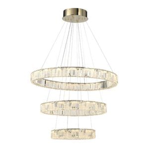 Telbix Rias Modern Pendant Hanging Lamp Light Crystal Stainless Steel Gold Gloss