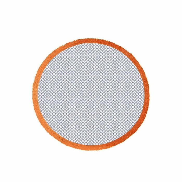 J.Elliot Koel Round Cotton Turkish Towel Navy/ Orange