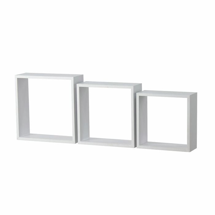 Flexi Storage Decorative Shelving 300 x 300 x 100mm White Matt Wall Cubes - 3 Pack