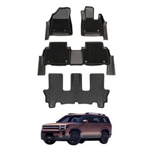 AUSGO  3-Row Set Double-Layer Car Floor Mats for Hyundai Santa Fe 7-Seat 2024-Onwards Floor Liners