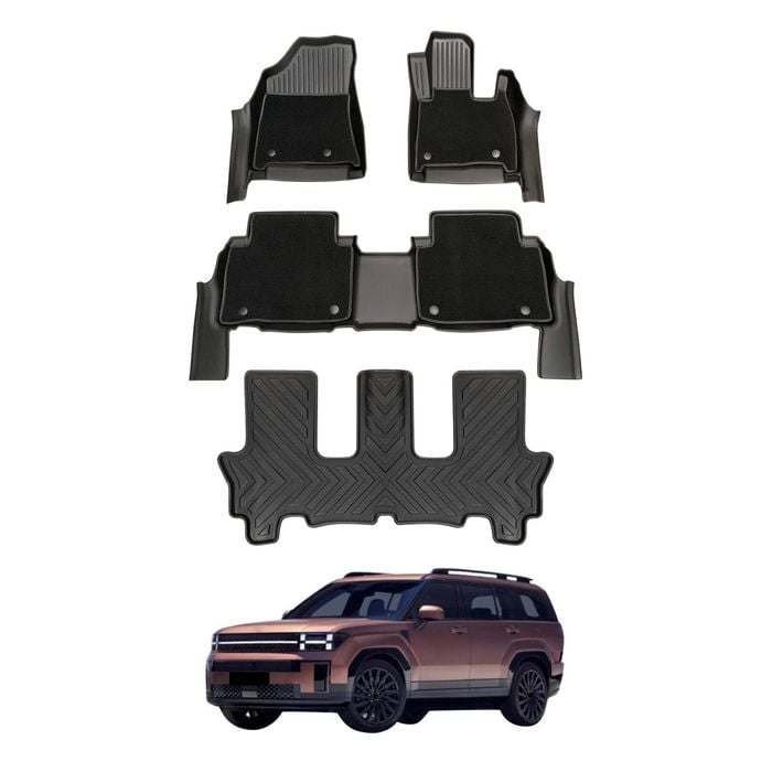 AUSGO  3-Row Set Double-Layer Car Floor Mats for Hyundai Santa Fe 7-Seat 2024-Onwards Floor Liners