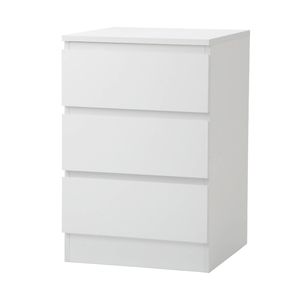 Oikiture Bedside Table 3 Drawers Storage Cabinet White