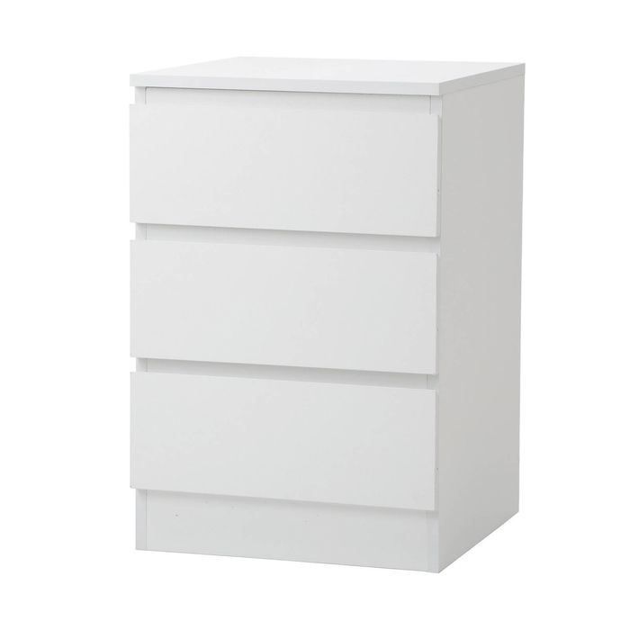 Oikiture Bedside Table 3 Drawers Storage Cabinet White
