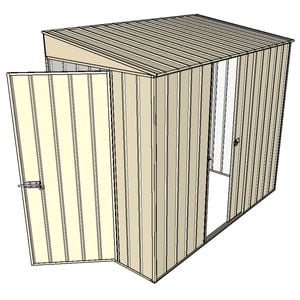 Build-A-Shed 1.2 x 2.3 x 2.0m Tunnel Shed Tunnel Hinged Door with 1 Sliding Side Door - Cream