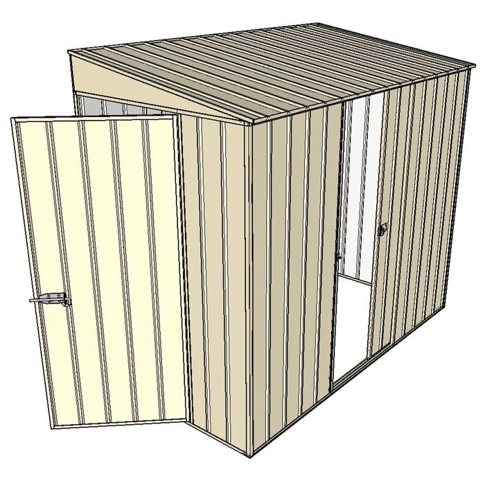 Build-A-Shed 1.2 x 2.3 x 2.0m Tunnel Shed Tunnel Hinged Door with 1 Sliding Side Door - Cream