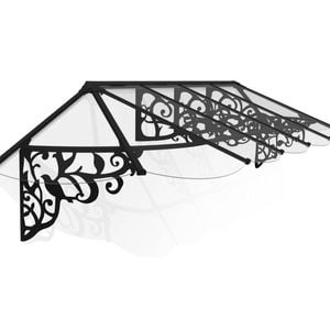 Canopia 3.7m x 0.9m Black Frame Lily Door Awning - With Clear Panel