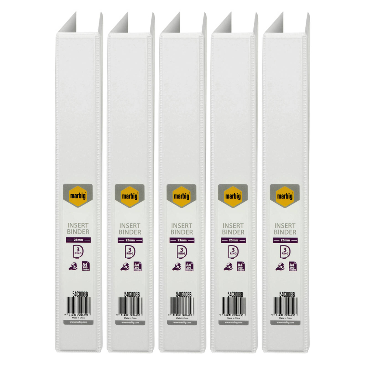 5x Marbig Clearview 3 D-ring Insert Binder A4 File 25mm Document ...