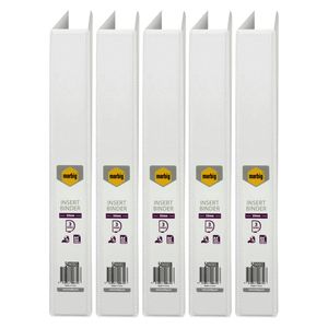 5x Marbig Clearview 3 D-ring Insert Binder A4 File 25mm Document Organiser White