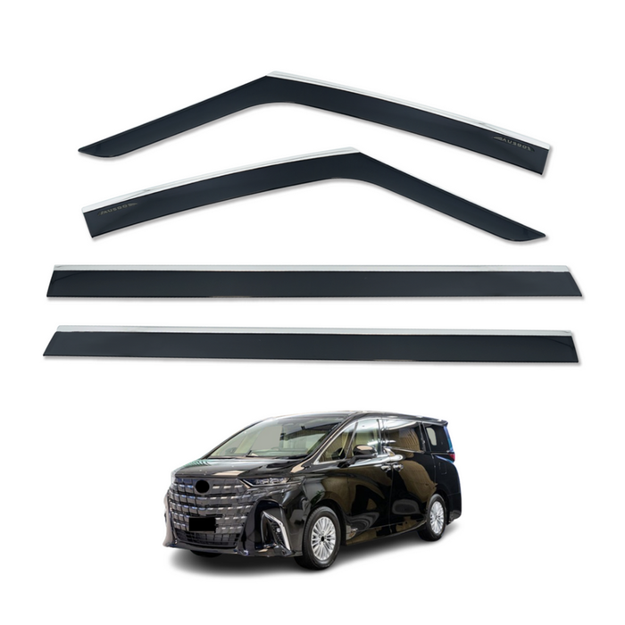 AUSGO Stainless Trim Weather Shields for Toyota Alphard 2023-Onwards Weathershields Window Visors Wind Deflectors